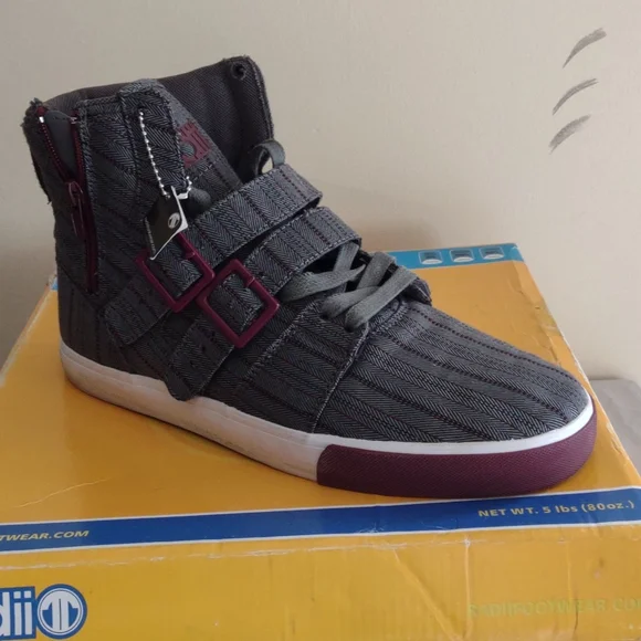 Radii Char Herringbone Men's 9.5 Grey/Burg - Picture 9 of 15